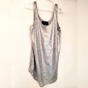3/30$ Zara 2010s Silver Sequin Shift Dress Size M